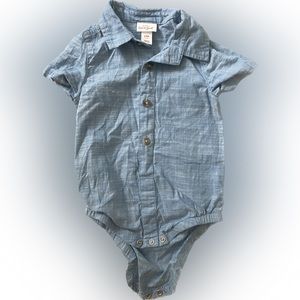 Cat & Jack 6 to 9 Months Blue Button Up Collared Short Sleeve Onesie